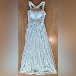 Sorella Vita Dusty Blue Tulle Halter Maxi Dress Gown 4
